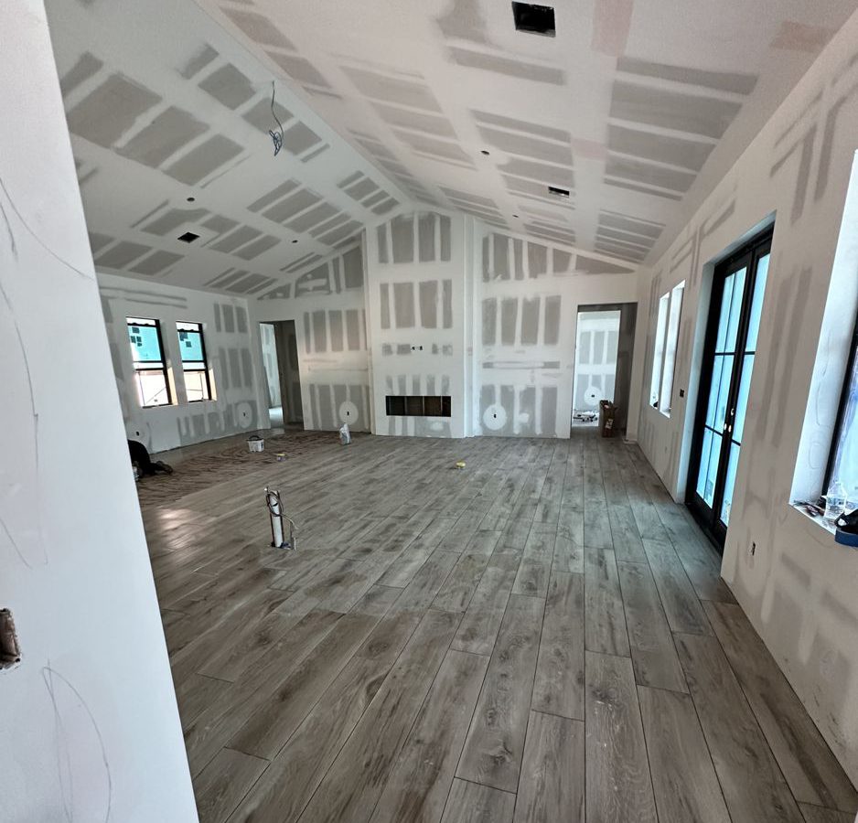 Custom Home Great Room Floor To Ceiling Windows