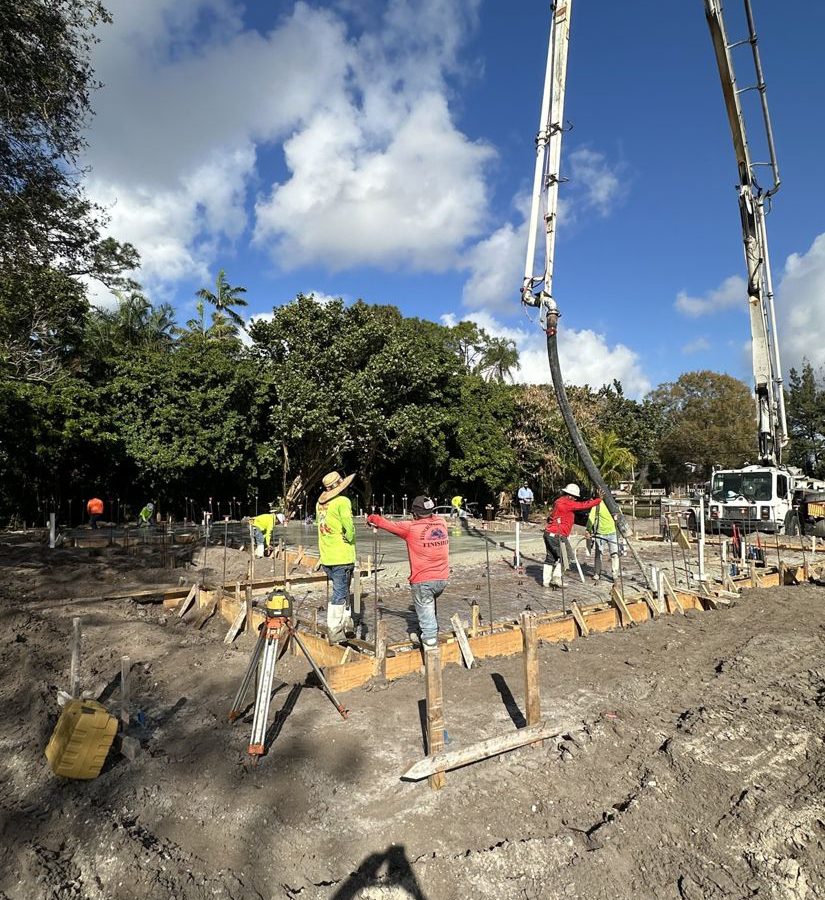 Custom Home Concrete Slab Pour Pump Truck